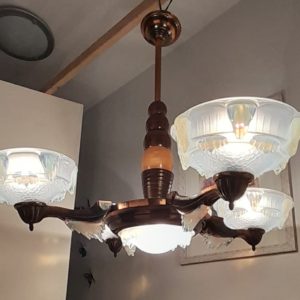 LUSTRE GLACONS SIGNE CZAM ANNEES 30/40